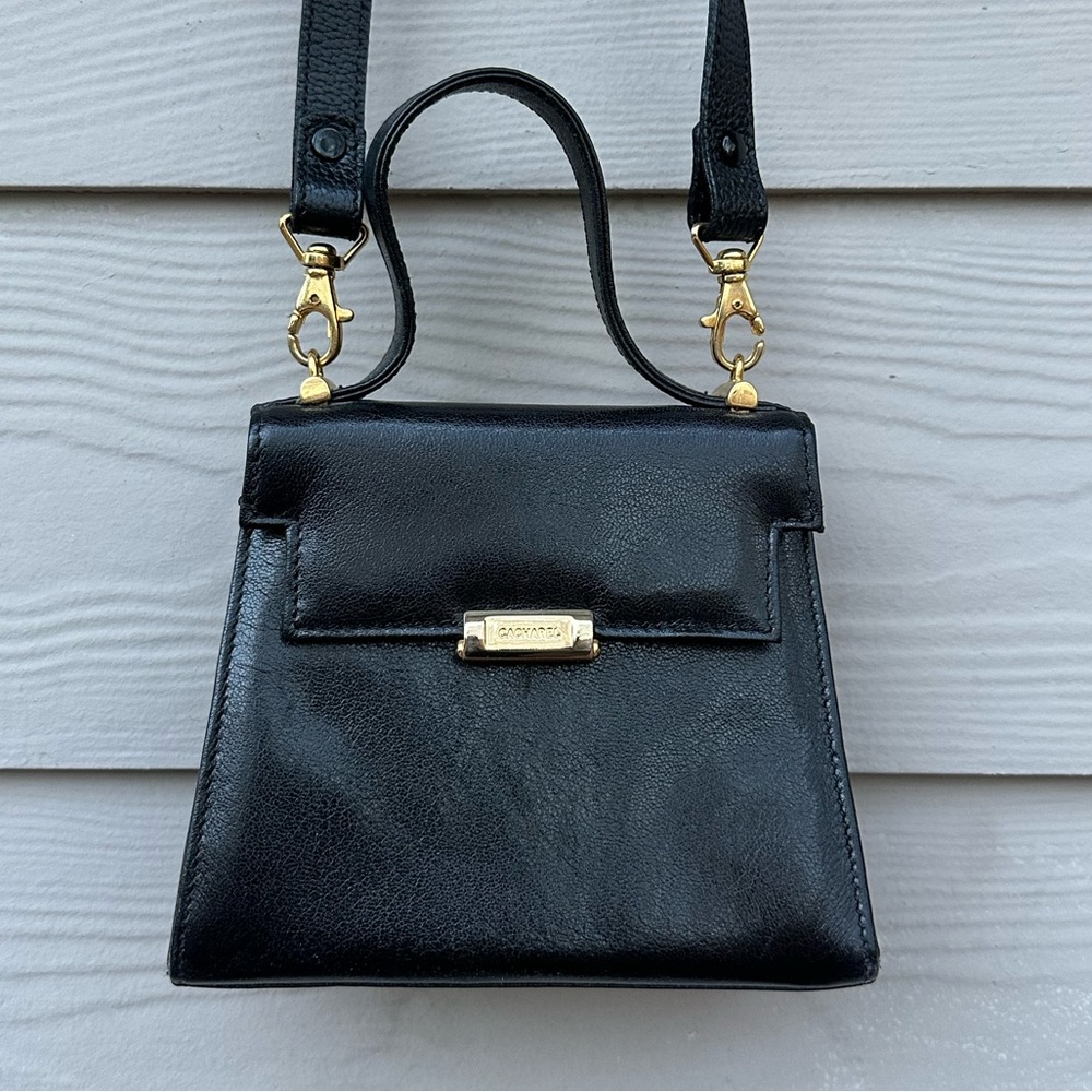 cacharel black leather crossbody